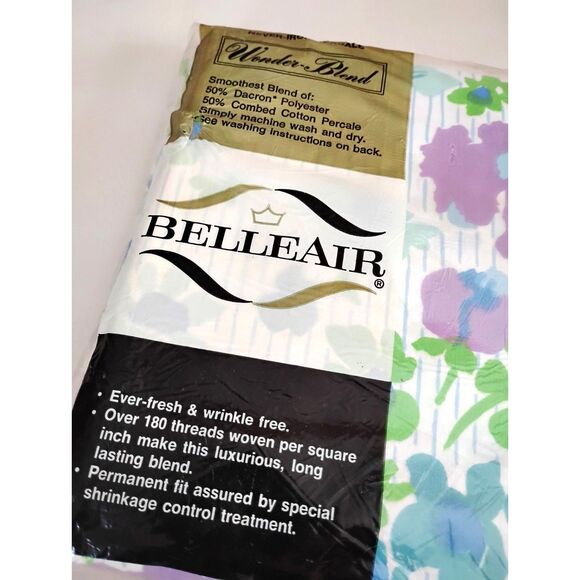 Vintage 1970s Belleair Wonder Blend Double Flat Sheet, Garden Fantasy Floral - Picture 3 of 3